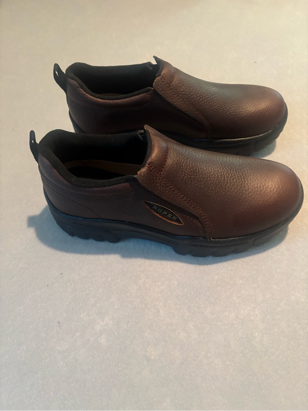 Roper Dark Brown Leather Slip-On Work Loafers
